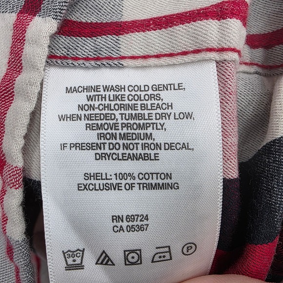 Columbia Plaid Cotton Long Sleeve Button Up Shirt Red Black White Men's 2XL EUC - Picture 7 of 7